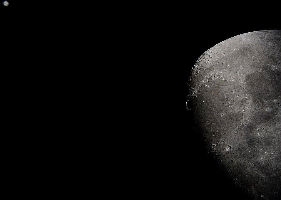 Image of the moon through a telescope