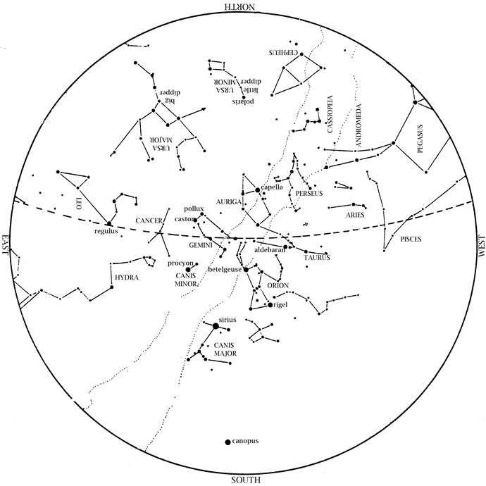 Sky Map for February 2022