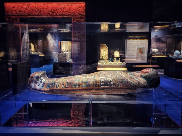 Ancient Egyptian sarcophagus displayed in HMNS